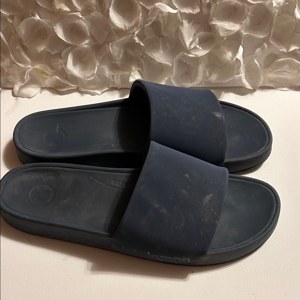 Lululemon Athletica Dark Blue Slide Sandals - Picture 2 of 5
